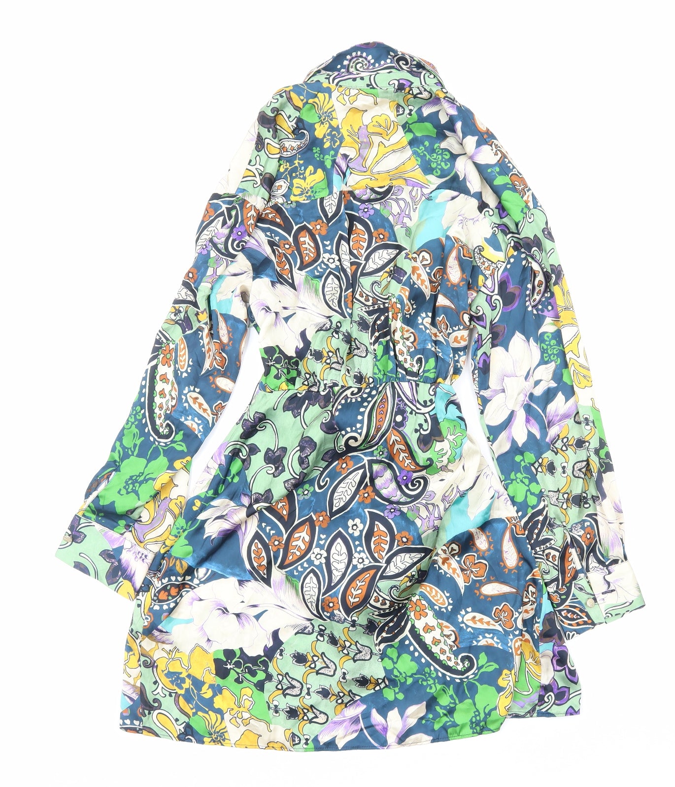 Zara Womens Multicoloured Geometric Polyester Wrap Dress Size S V-Neck Zip