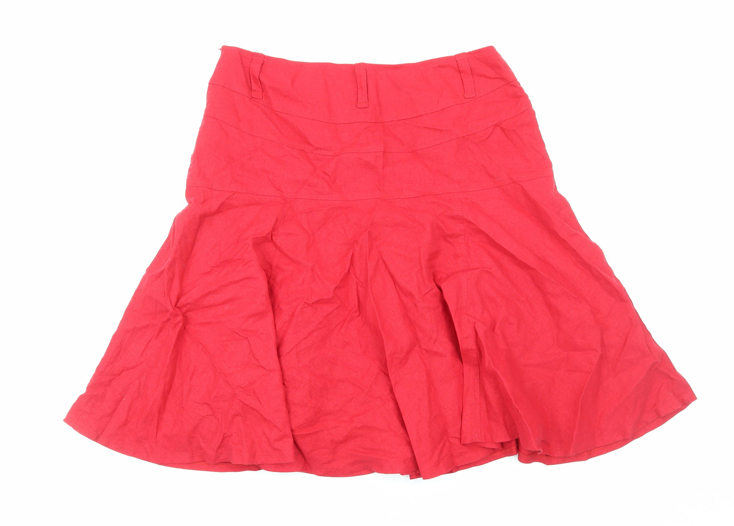 Paul Berman Womens Red Linen Mini Skirt Size 14 Zip