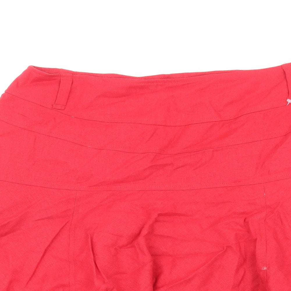 Paul Berman Womens Red Linen Mini Skirt Size 14 Zip