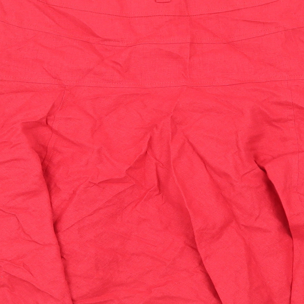 Paul Berman Womens Red Linen Mini Skirt Size 14 Zip