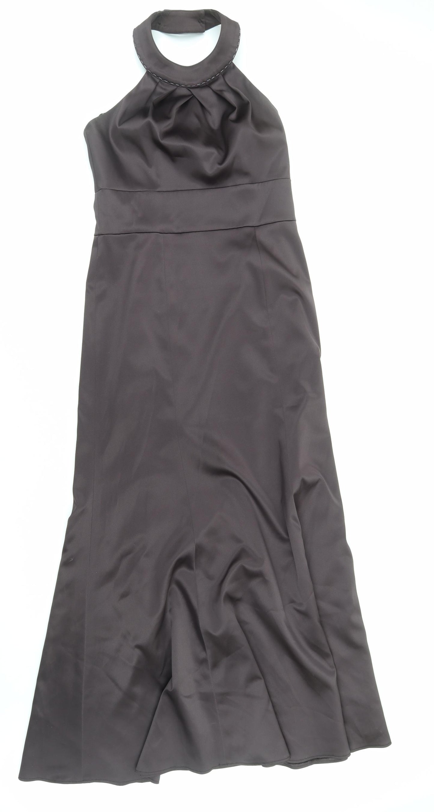 NEXT Womens Brown Herringbone Polyester Maxi Size 10 Halter Zip