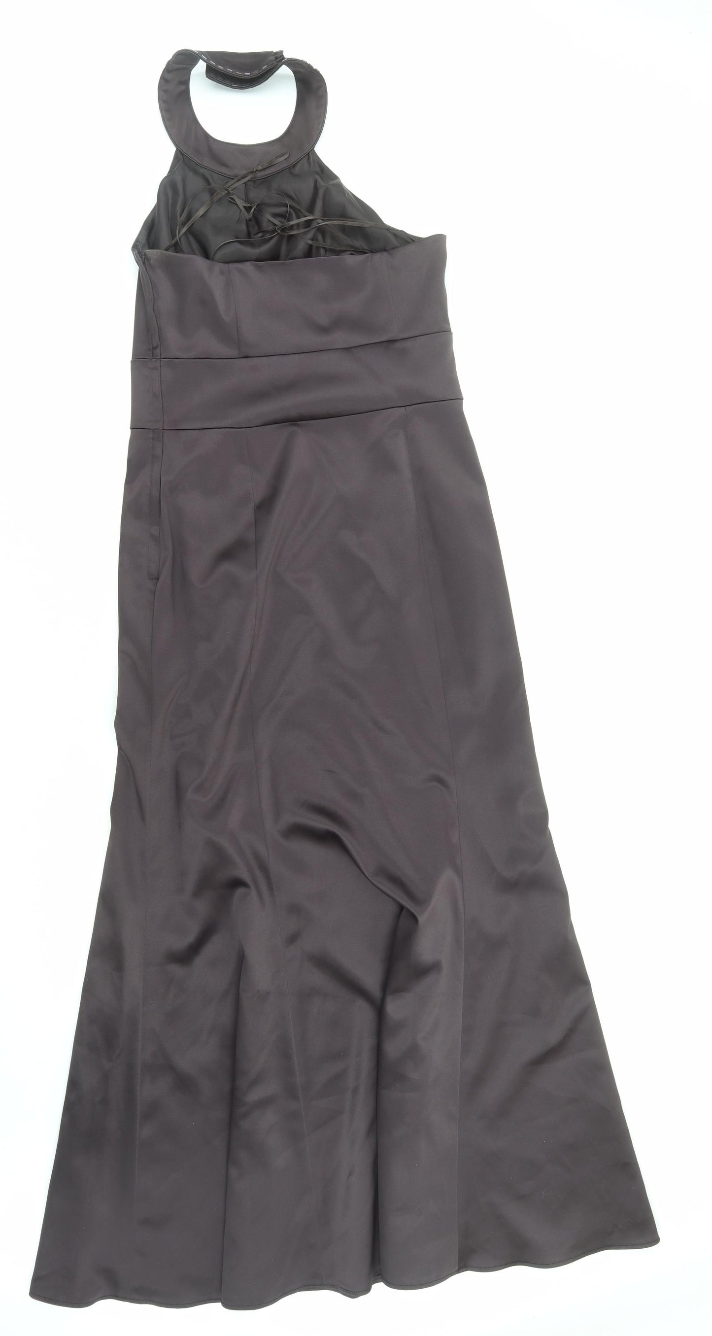 NEXT Womens Brown Herringbone Polyester Maxi Size 10 Halter Zip