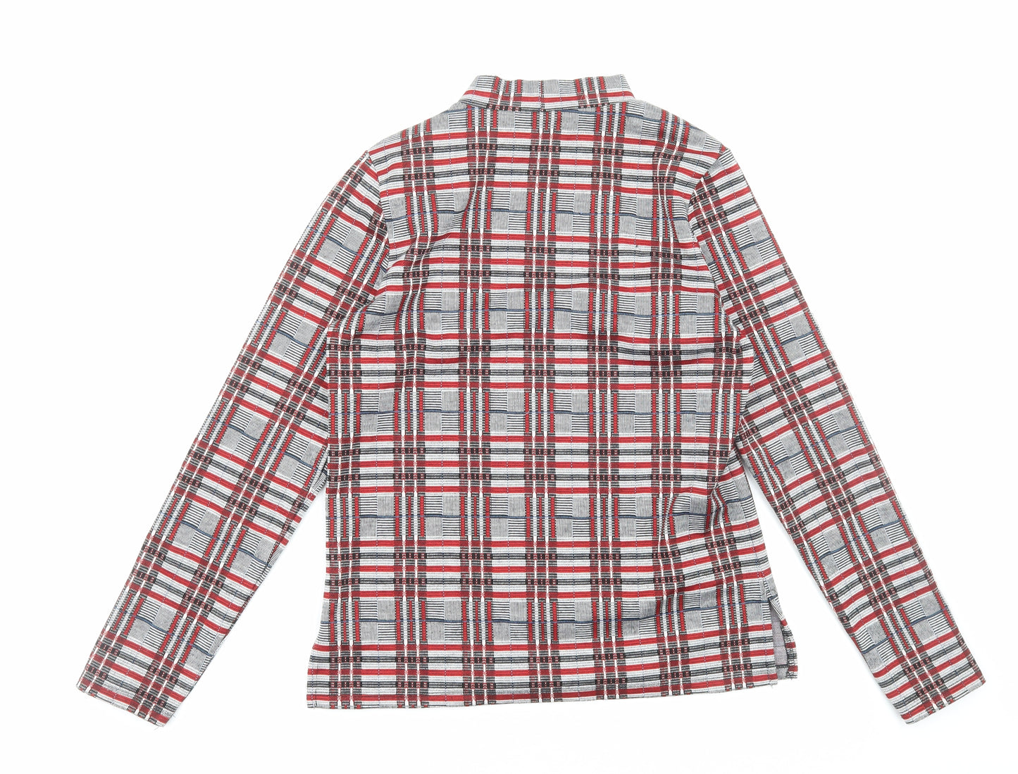 River Island Womens Grey Plaid Polyester Basic Blouse Size 10 Mock Neck