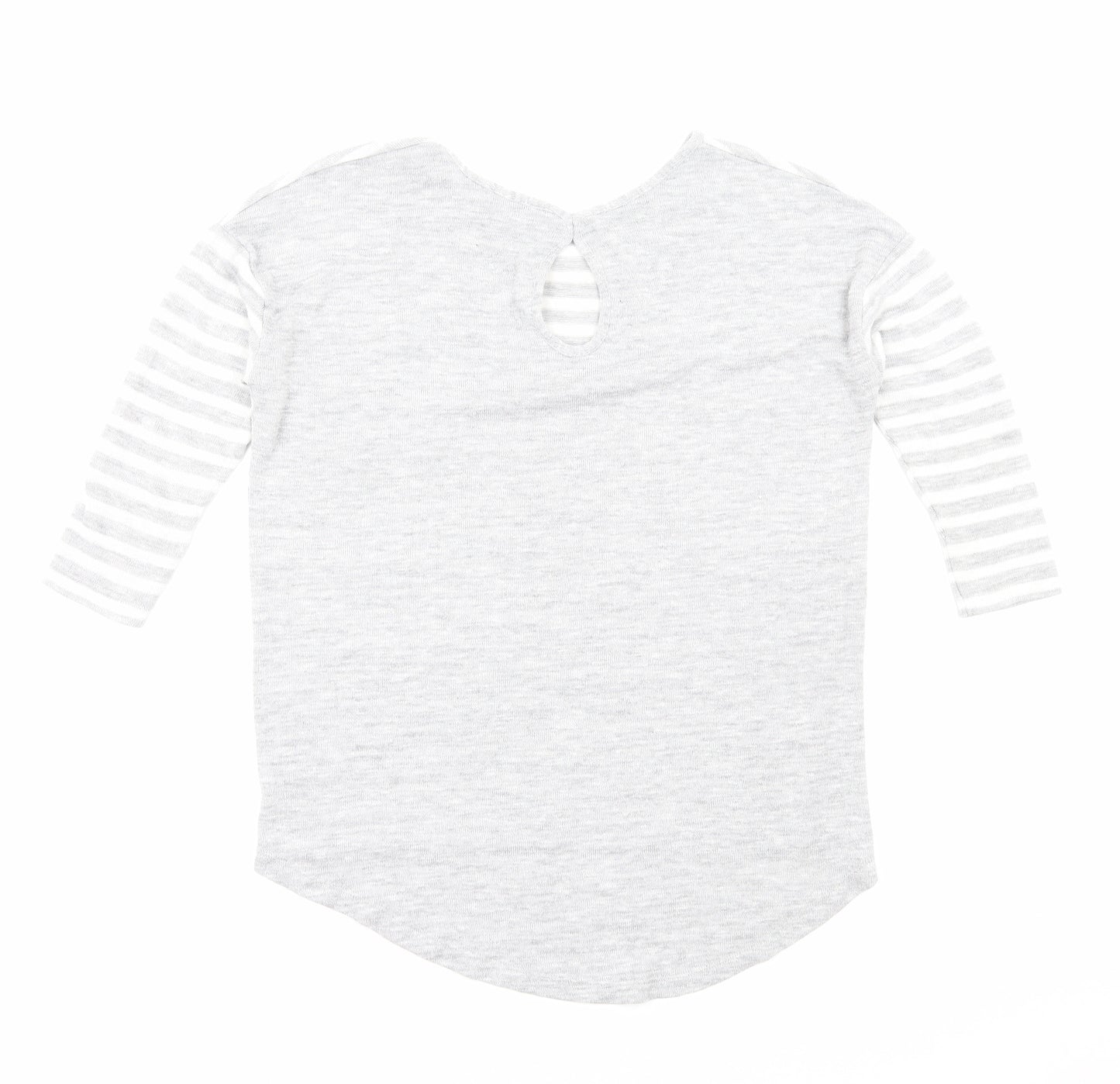 TU Womens Grey Striped Viscose Basic Blouse Size 12 Round Neck