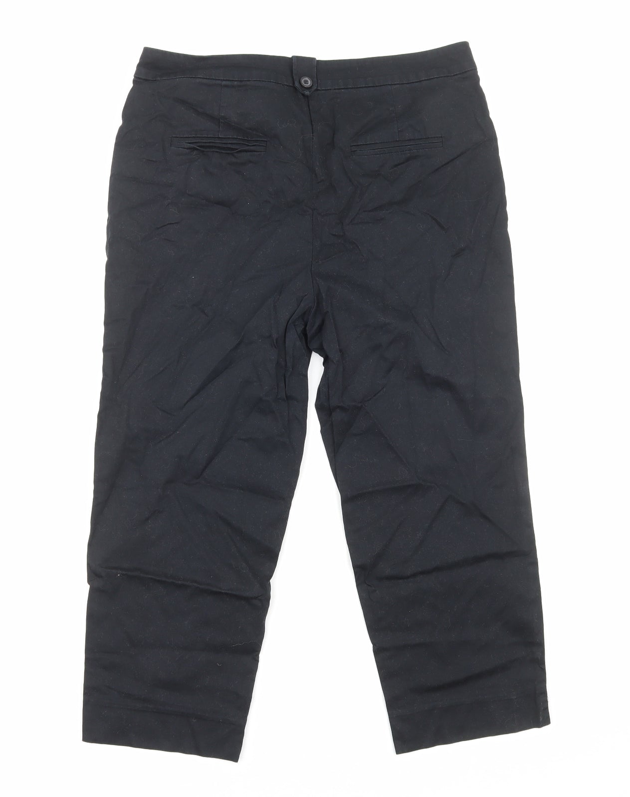 TU Womens Black Cotton Trousers Size 14 Regular Zip