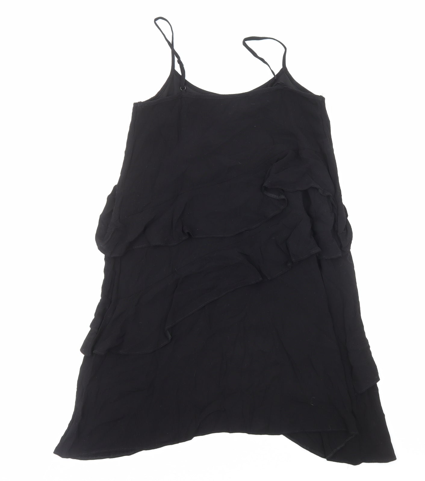 Topshop Womens Black Viscose Slip Dress Size 10 Round Neck Pullover