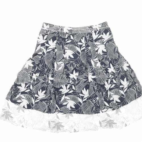 Maine Womens Blue Geometric Cotton Flare Skirt Size 12 Zip