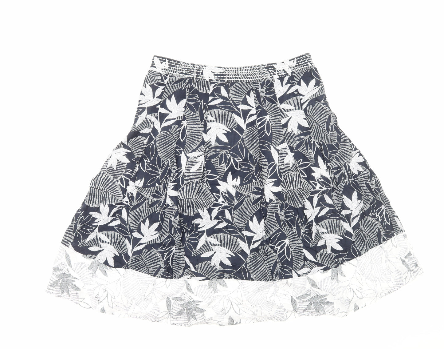 Maine Womens Blue Geometric Cotton Flare Skirt Size 12 Zip