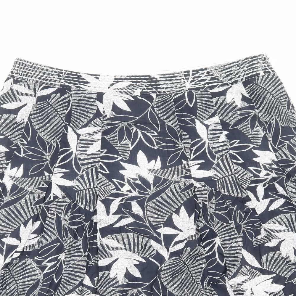 Maine Womens Blue Geometric Cotton Flare Skirt Size 12 Zip