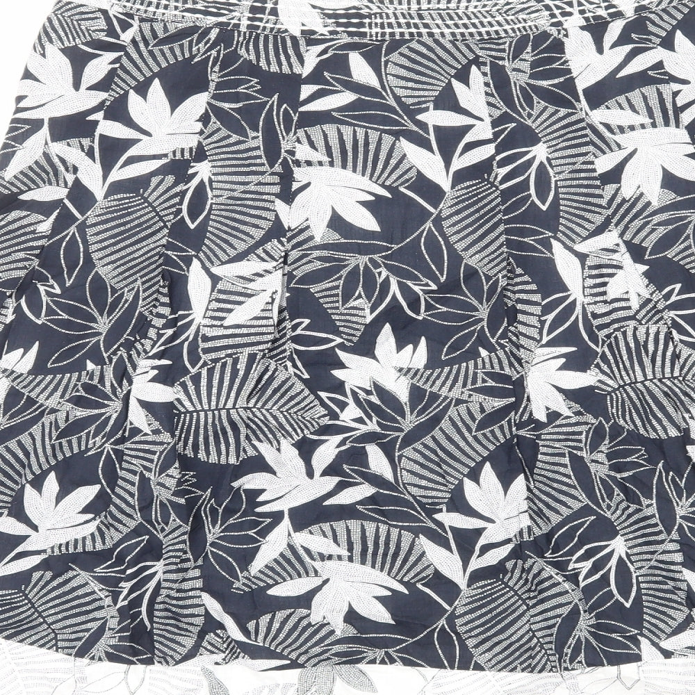 Maine Womens Blue Geometric Cotton Flare Skirt Size 12 Zip