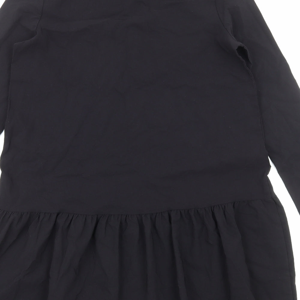 Zara Womens Black Cotton T-Shirt Dress Size S Round Neck Pullover