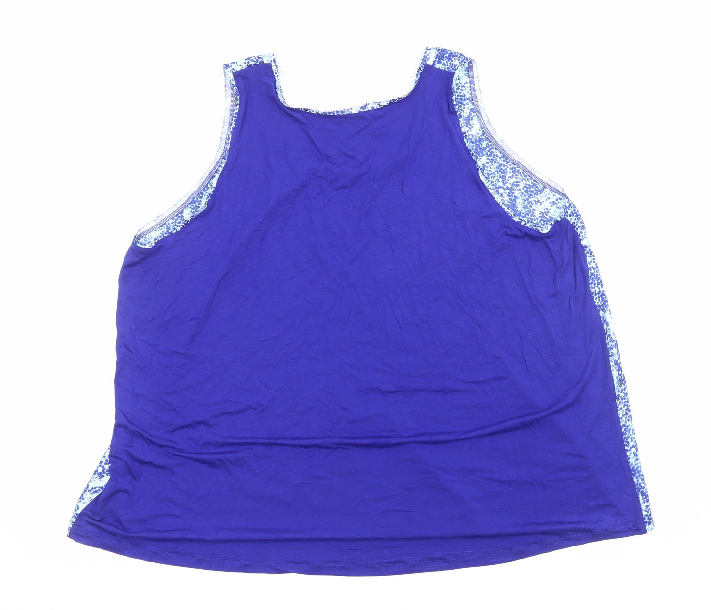Marks and Spencer Womens Blue Geometric Polyester Basic Tank Size 20 Scoop Neck