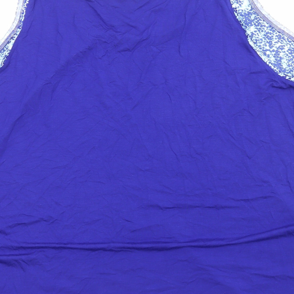 Marks and Spencer Womens Blue Geometric Polyester Basic Tank Size 20 Scoop Neck