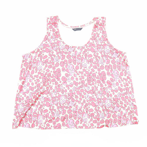 Marks and Spencer Womens Pink Animal Print Polyester Basic Tank Size 20 Scoop Neck - Leopard Print