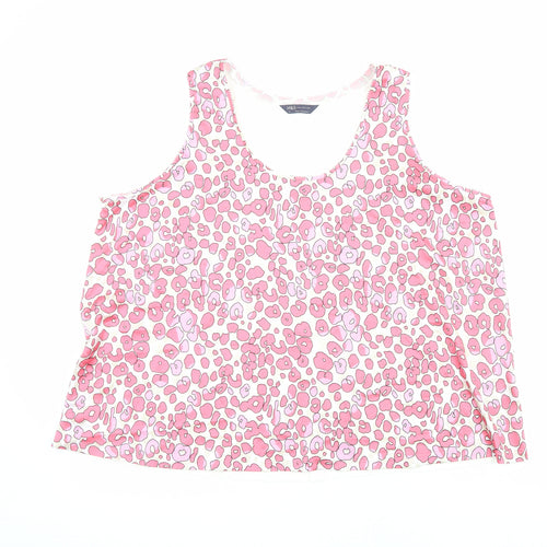 Marks and Spencer Womens Pink Animal Print Polyester Basic Tank Size 22 Scoop Neck - Leopard Print