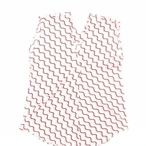 Marks and Spencer Womens Multicoloured Geometric Polyester Basic Tank Size 6 V-Neck