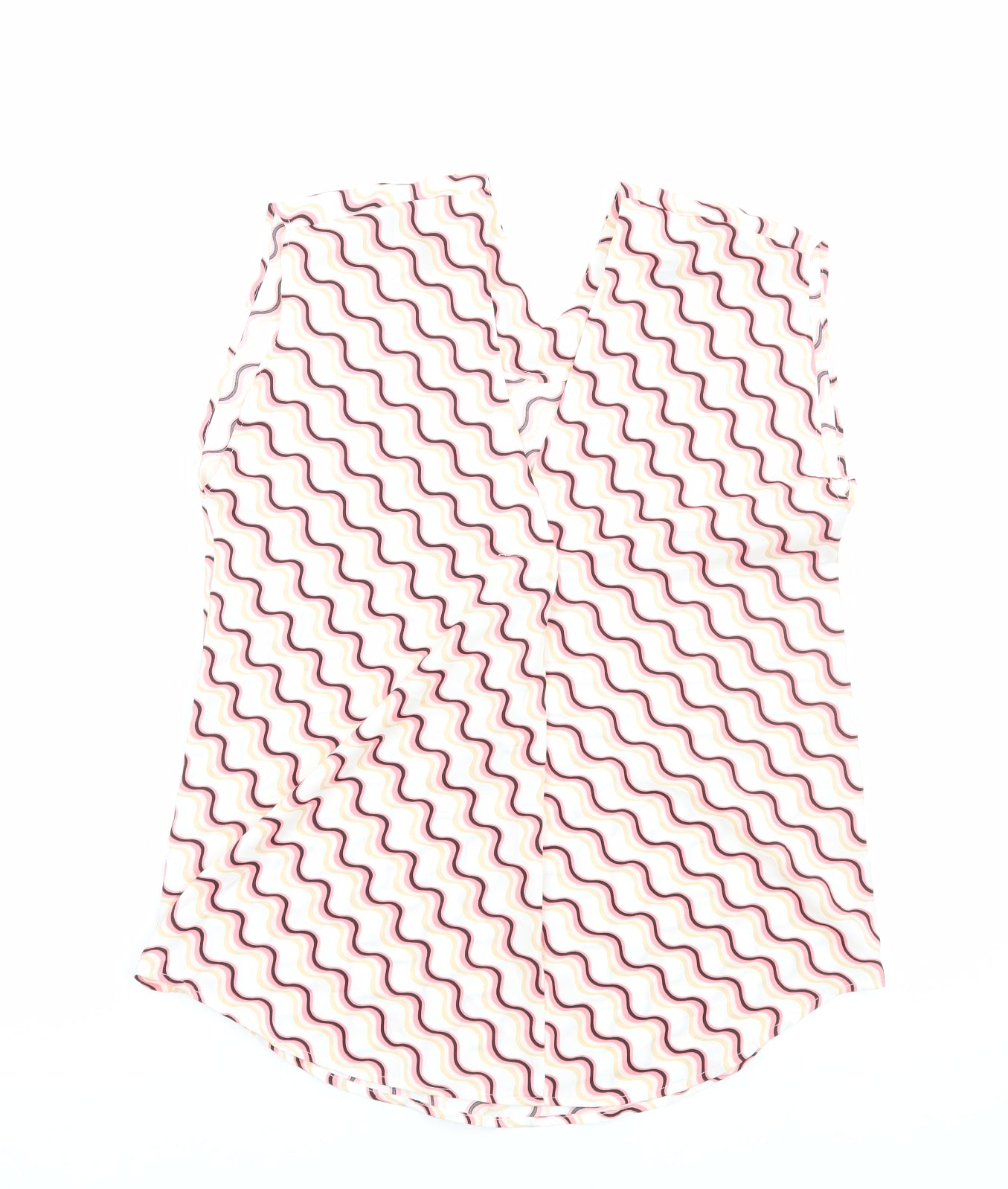 Marks and Spencer Womens Multicoloured Geometric Polyester Basic Tank Size 6 V-Neck