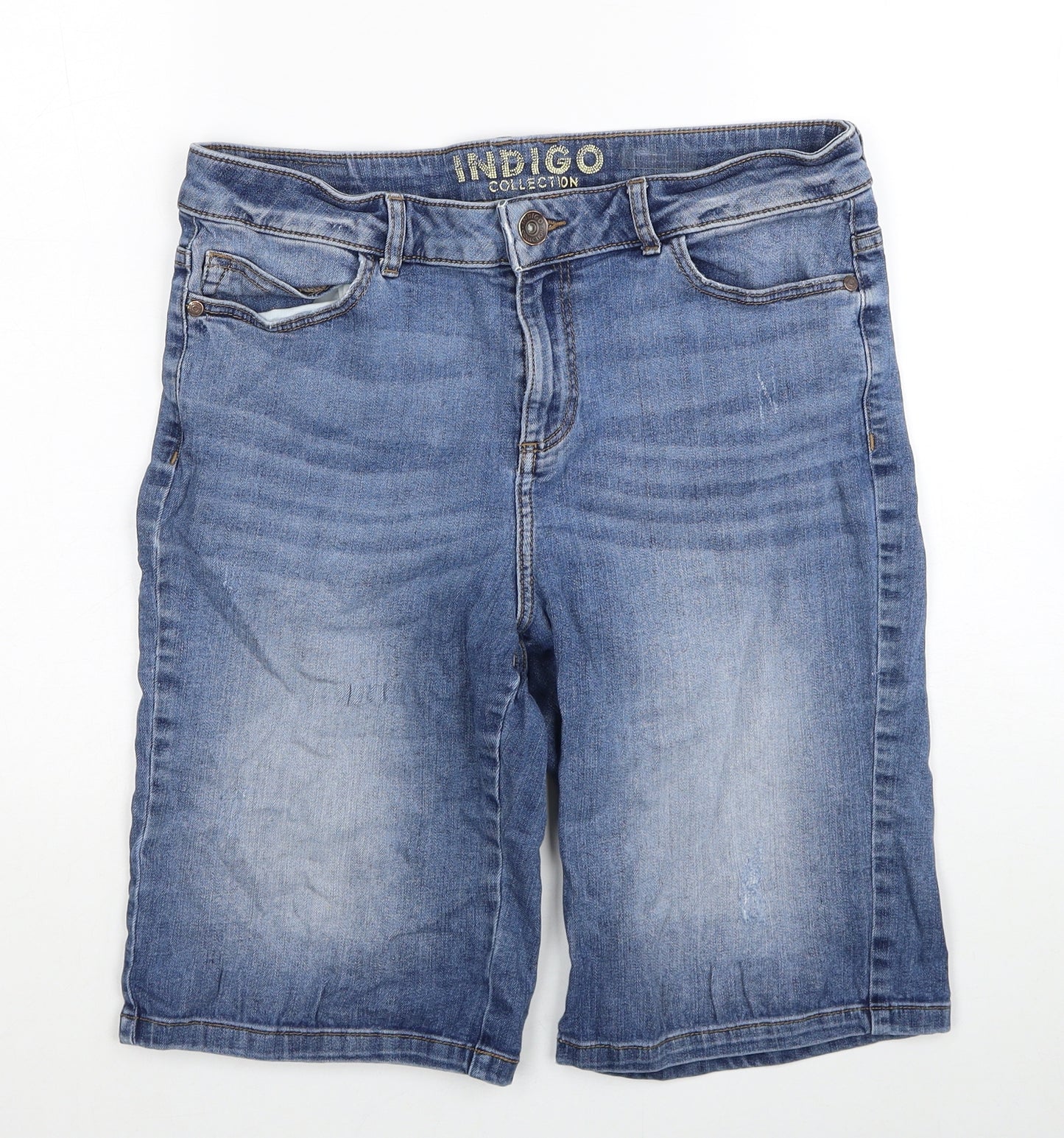 Indigo Womens Blue Cotton Skimmer Shorts Size 32 in Regular Zip