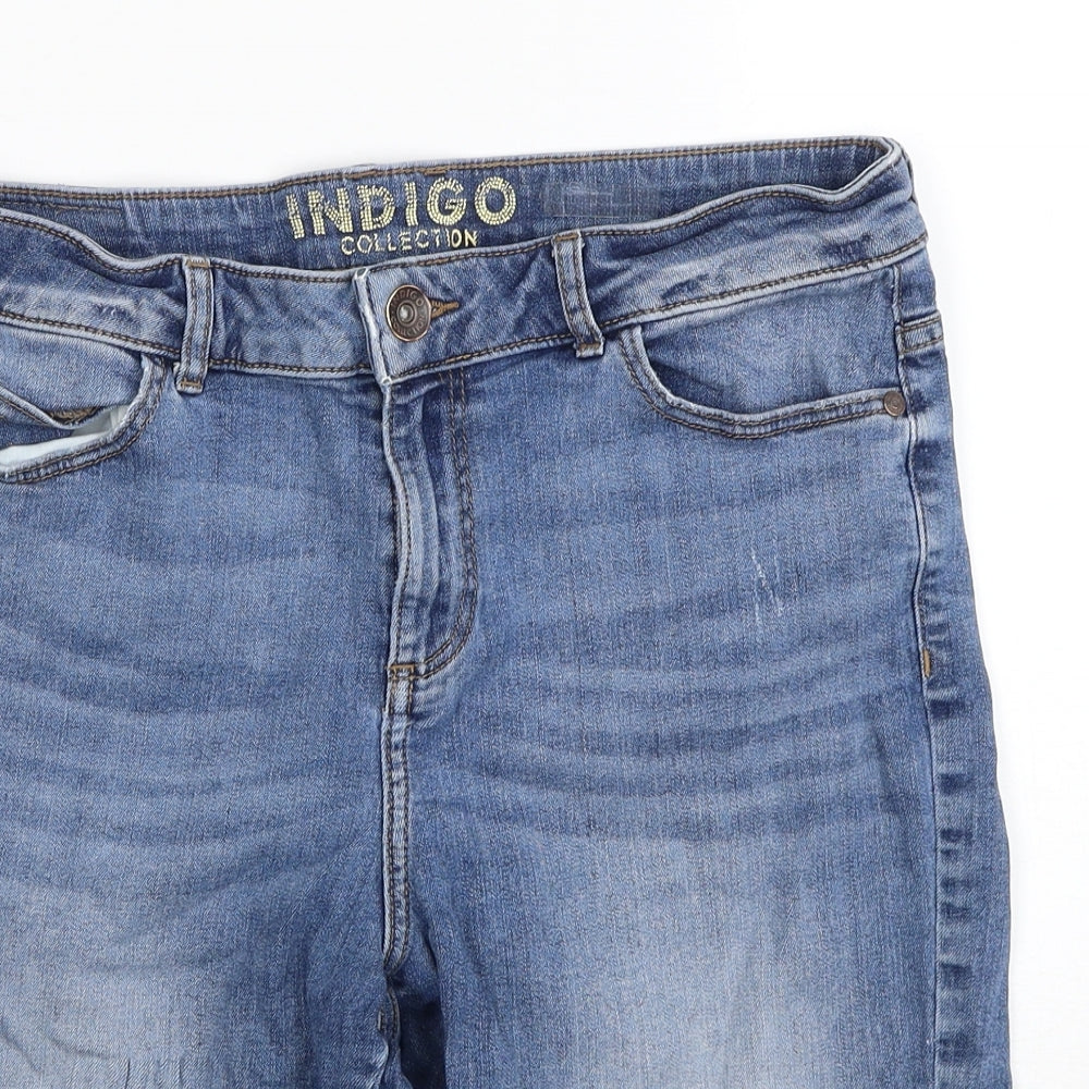 Indigo Womens Blue Cotton Skimmer Shorts Size 32 in Regular Zip