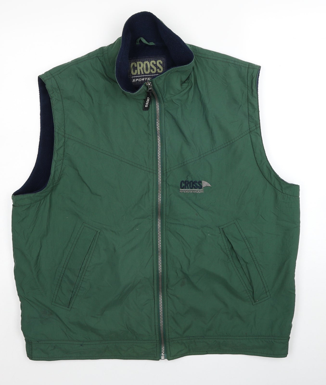 Cross Mens Green Gilet Jacket Size XL Zip