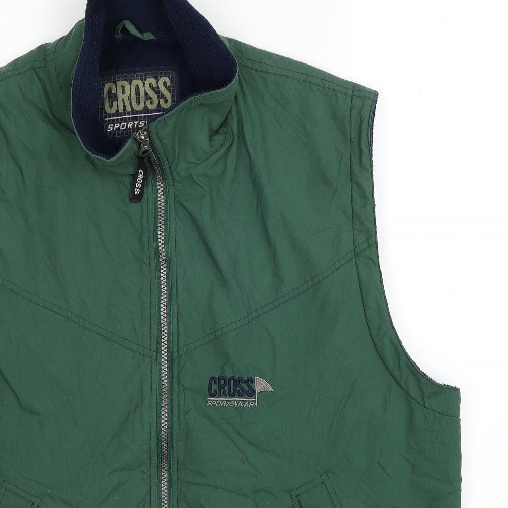 Cross Mens Green Gilet Jacket Size XL Zip