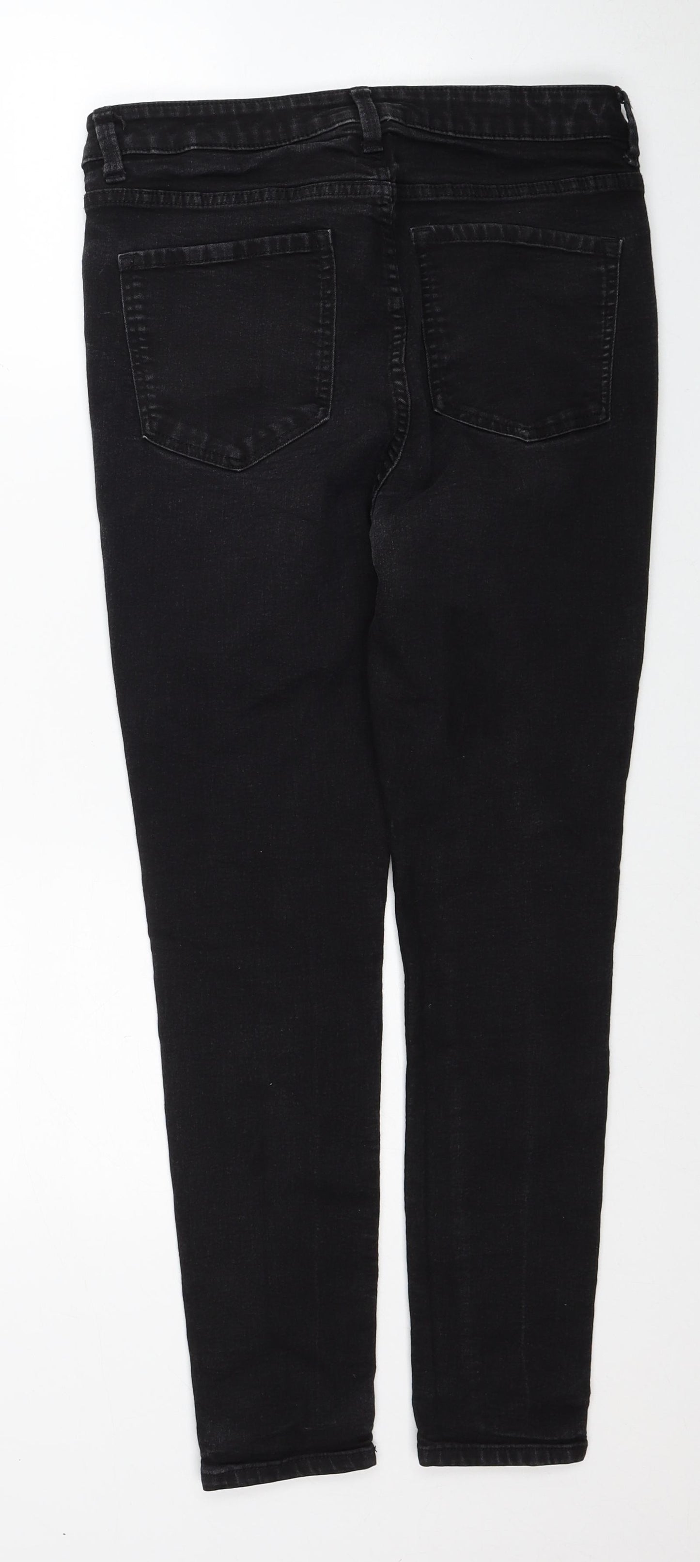 Marks and Spencer Womens Black Cotton Skinny Jeans Size 14 Regular Zip