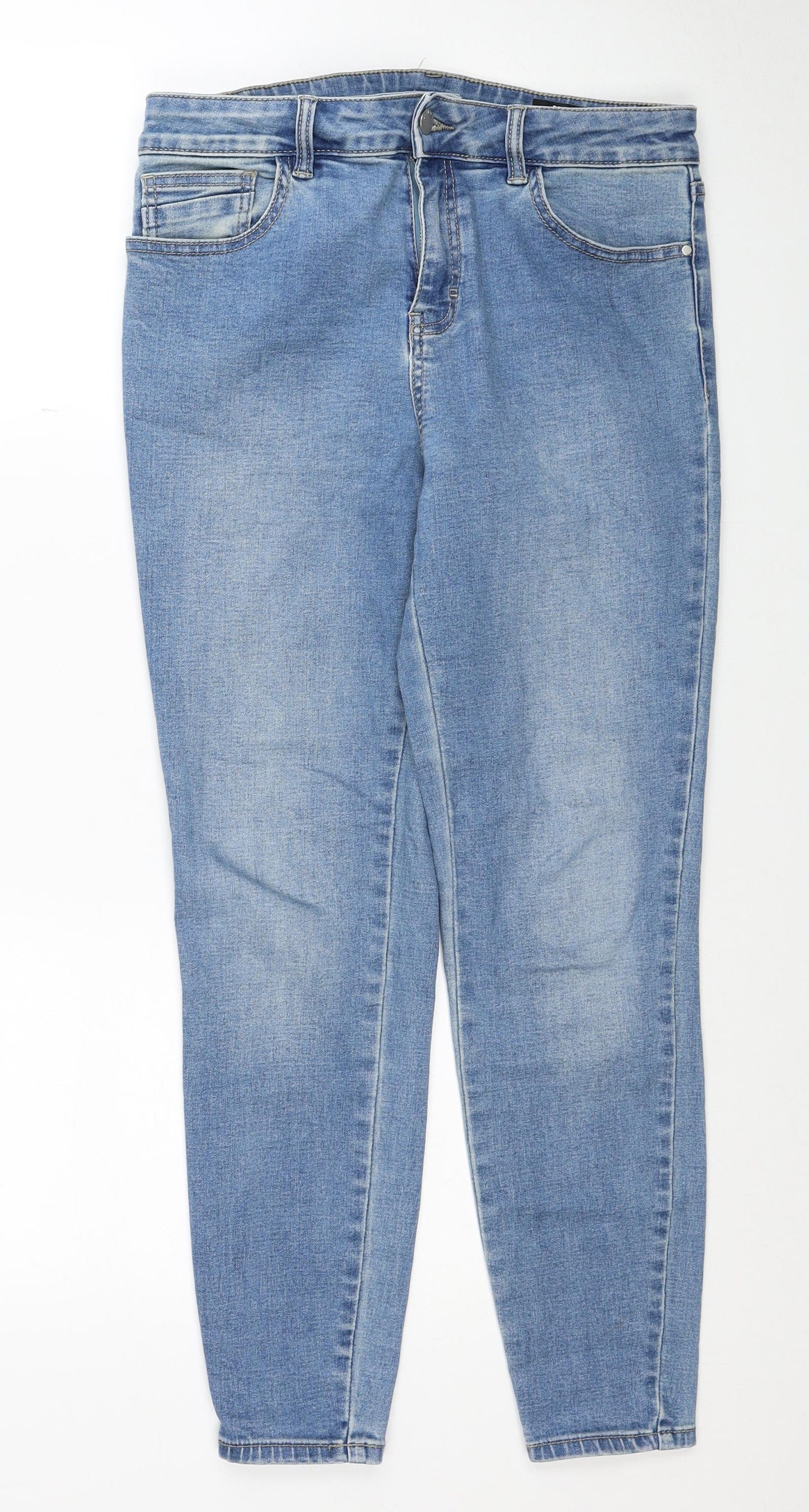 TU Womens Blue Cotton Skinny Jeans Size 12 Regular Zip