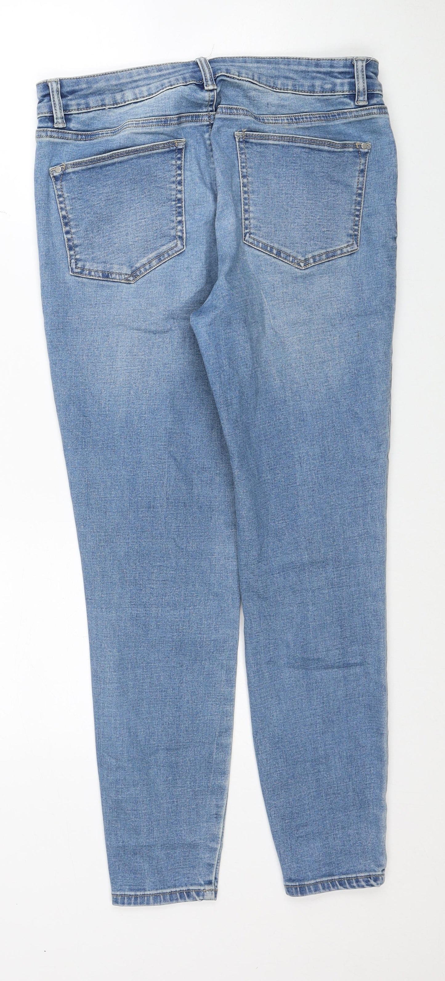 TU Womens Blue Cotton Skinny Jeans Size 12 Regular Zip