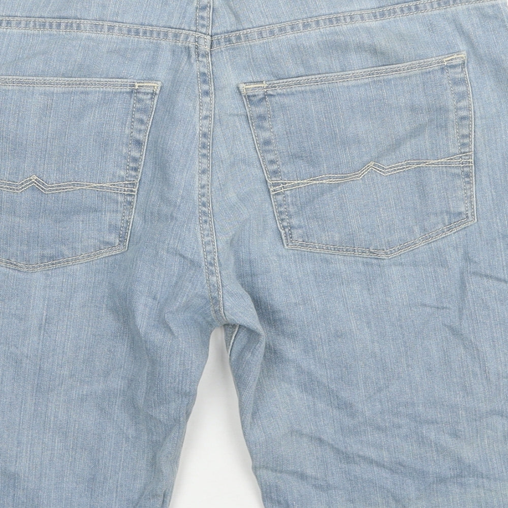 ASOS Mens Blue Cotton Bermuda Shorts Size 32 in Regular Zip