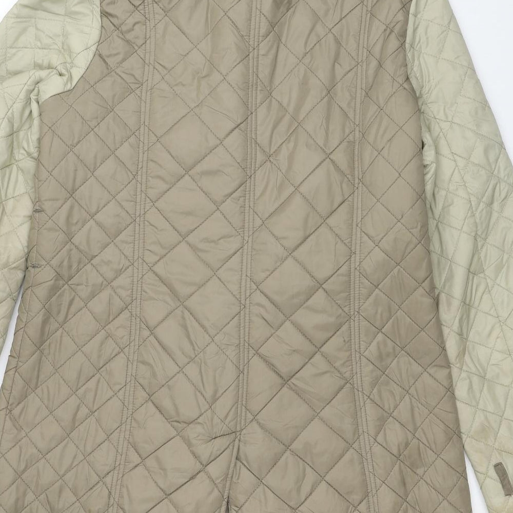 Feraud Womens Beige Quilted Coat Size 14 Button