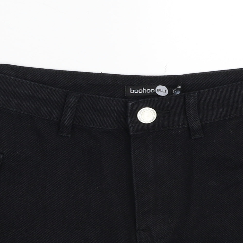 Boohoo Womens Black Cotton Cargo Shorts Size 10 Regular Zip