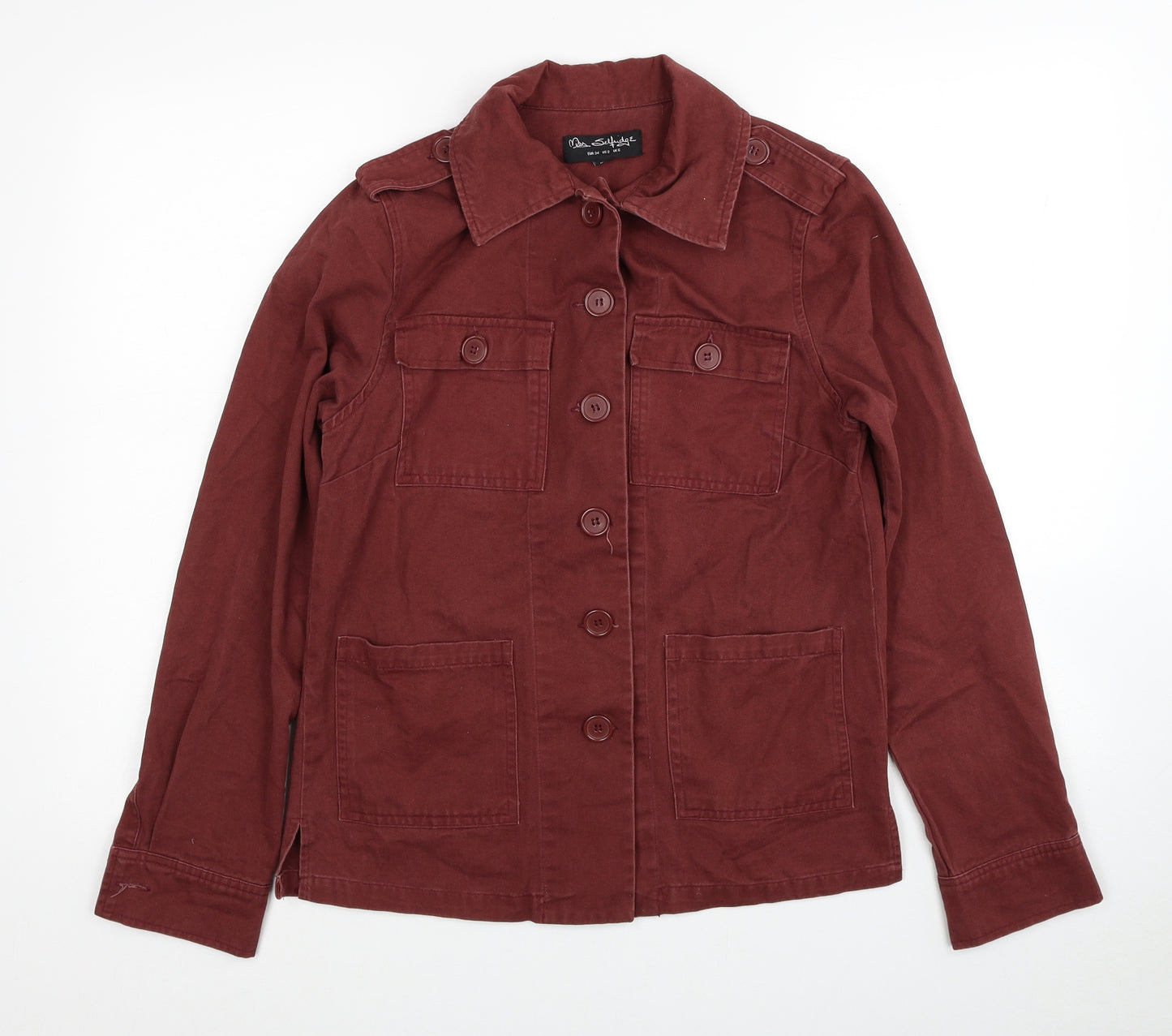 Miss Selfridge Womens Red Military Jacket Jacket Size 6 Button