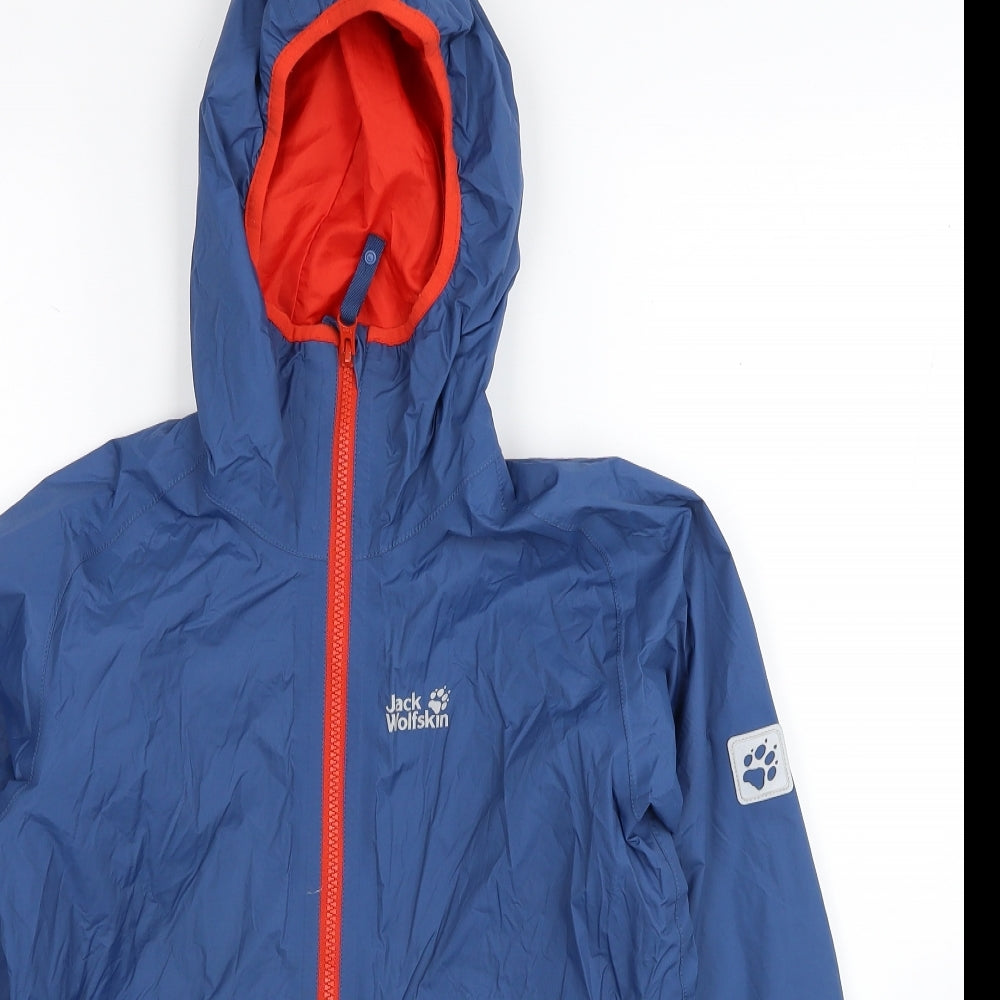 Jack Wolfskin Boys Blue Windbreaker Coat Size 11-12 Years Zip