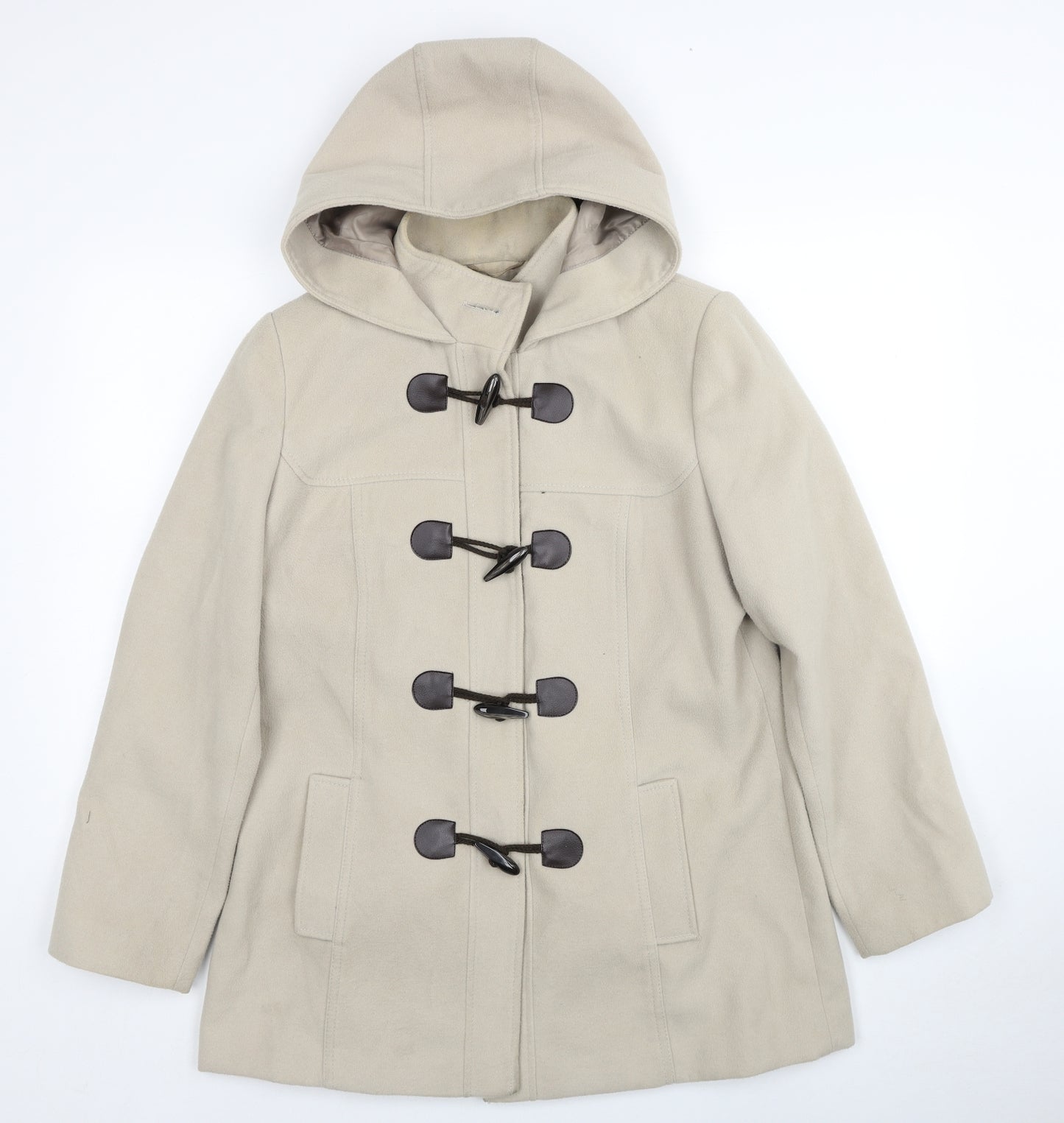 BHS Womens Beige Overcoat Coat Size 14 Button