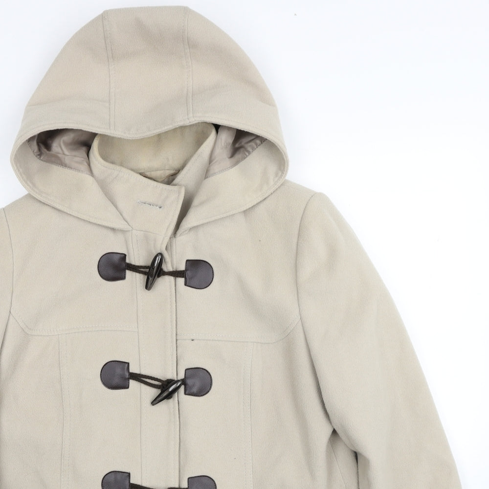 BHS Womens Beige Overcoat Coat Size 14 Button