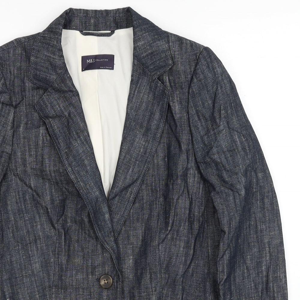 Marks and Spencer Womens Grey Jacket Blazer Size 8 Button