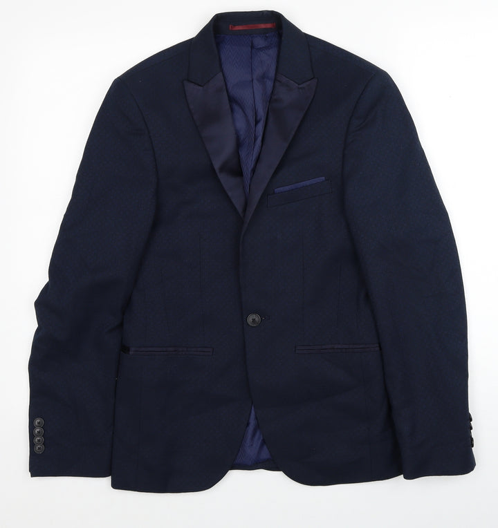 Burton Mens Blue Polyester Jacket Blazer Size 34