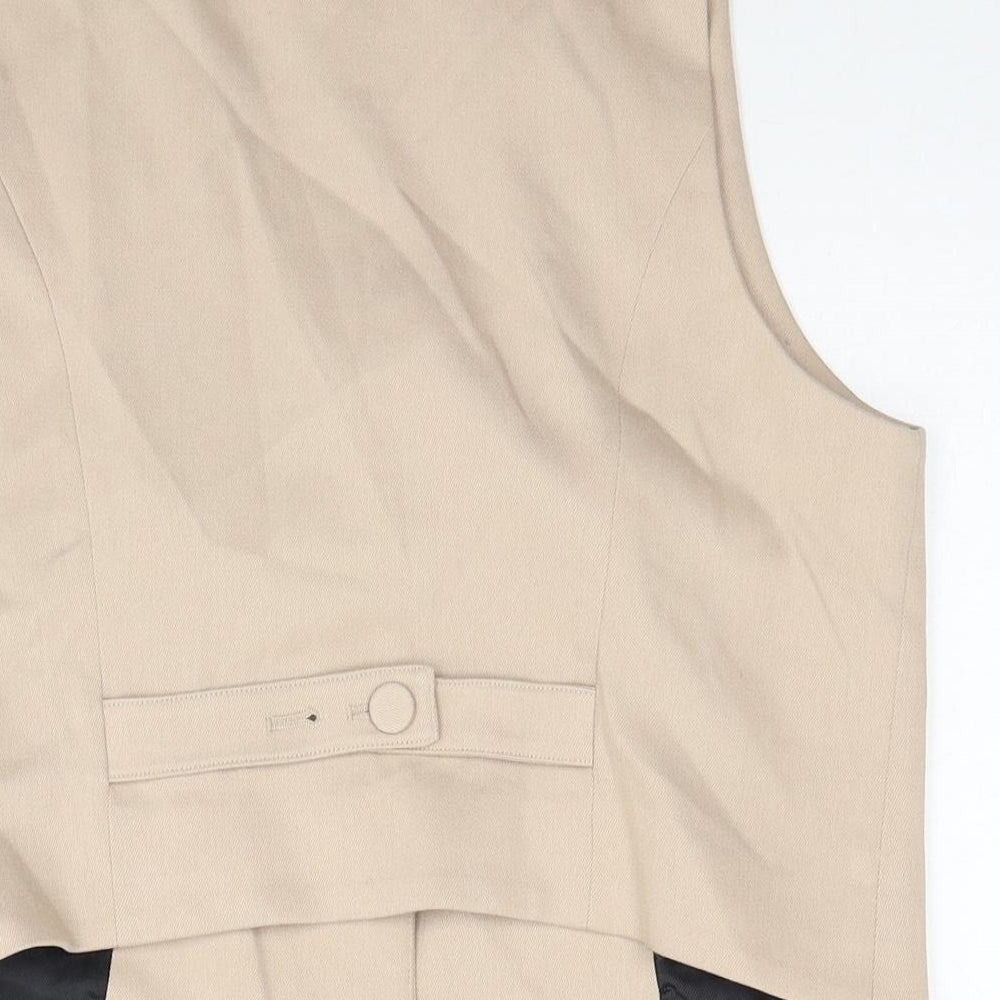 Zara Womens Beige Cotton Jacket Suit Waistcoat Size L