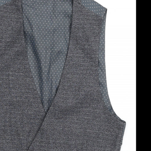 Burton Mens Grey Plaid Polyester Jacket Suit Waistcoat Size S