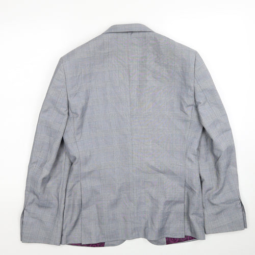 Burton Mens Grey Plaid Polyester Jacket Blazer Size 36