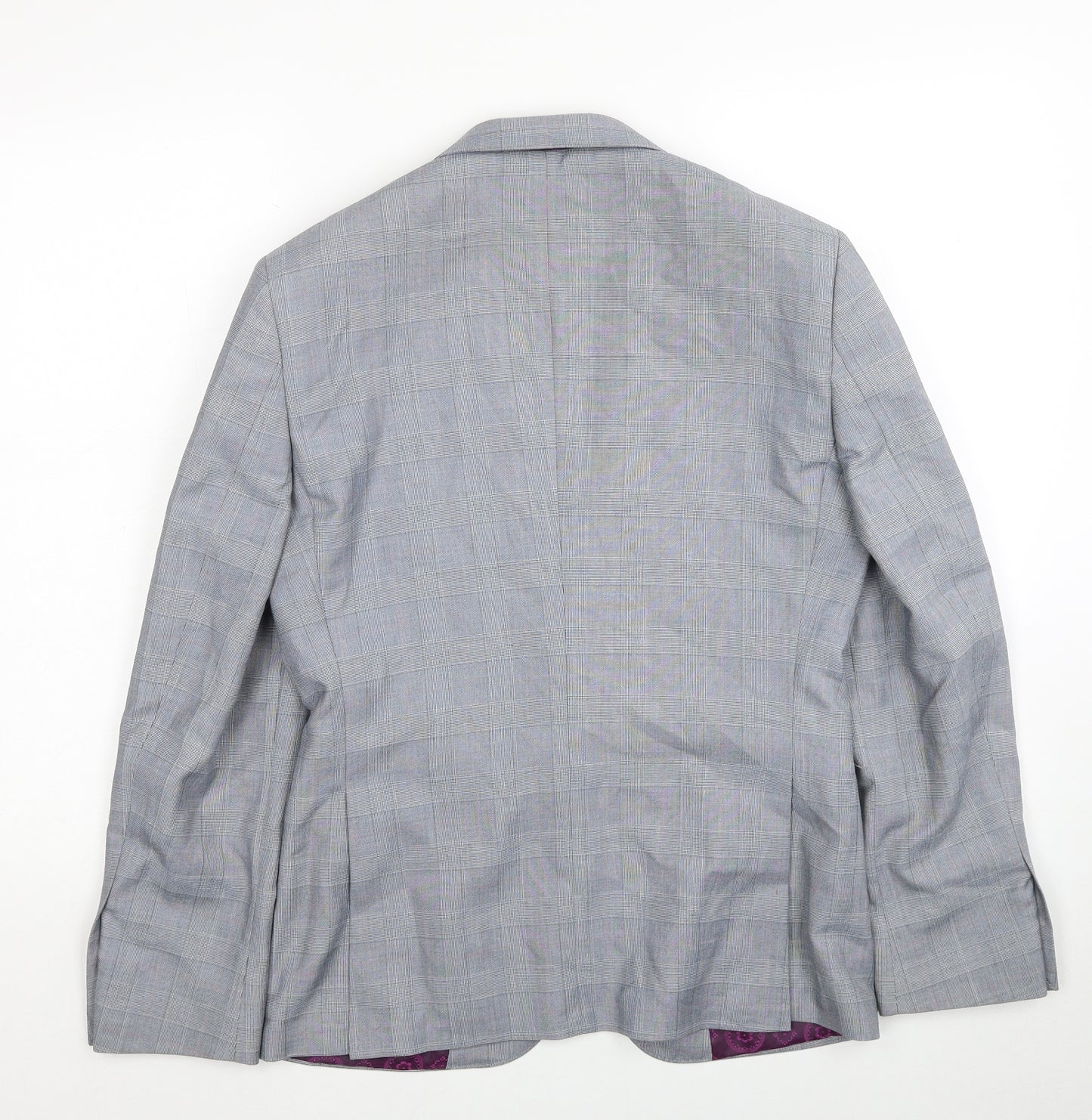 Burton Mens Grey Plaid Polyester Jacket Blazer Size 36