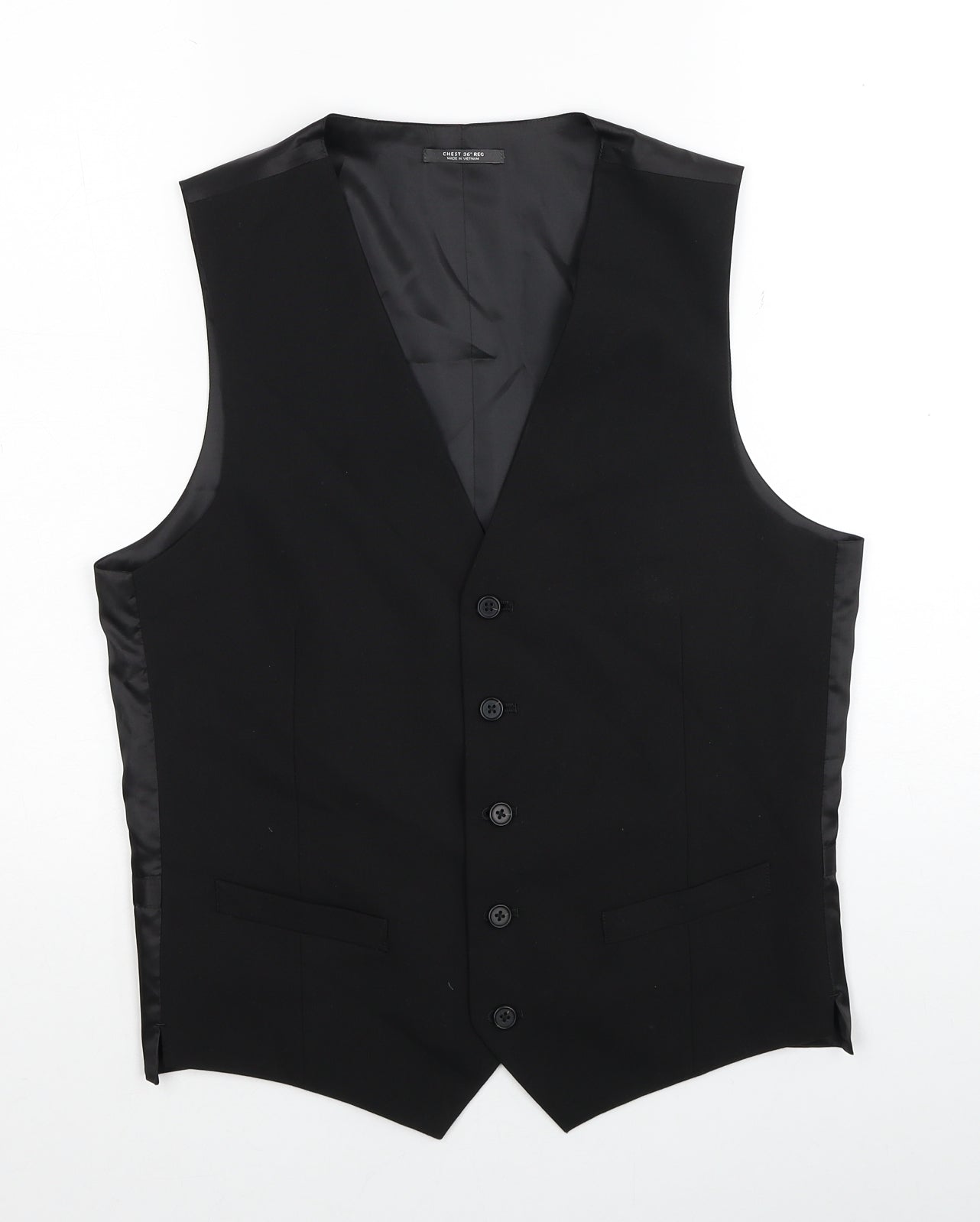 Marks and Spencer Mens Black Polyester Jacket Suit Waistcoat Size S