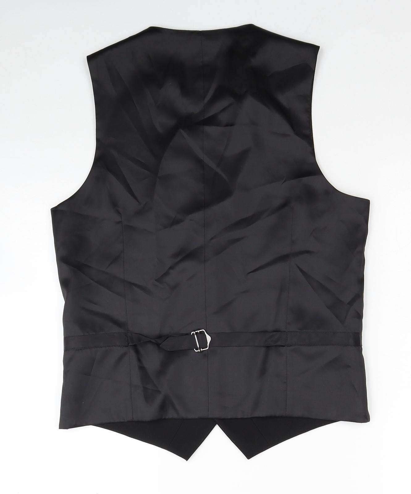 Marks and Spencer Mens Black Polyester Jacket Suit Waistcoat Size S