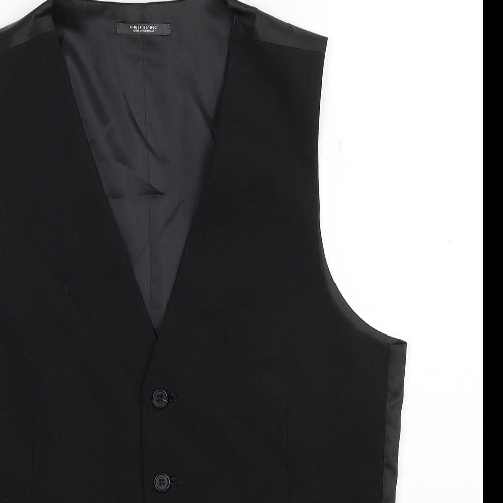Marks and Spencer Mens Black Polyester Jacket Suit Waistcoat Size S