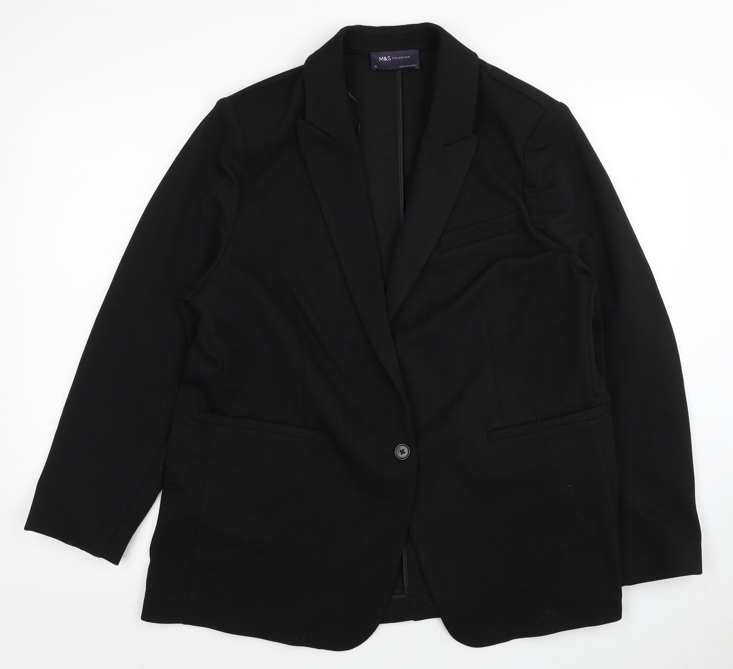 Marks and Spencer Womens Black Jacket Blazer Size 18 Button