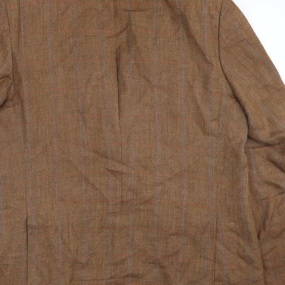 Charles Tyrwhitt Mens Brown Plaid Wool Jacket Blazer Size 44