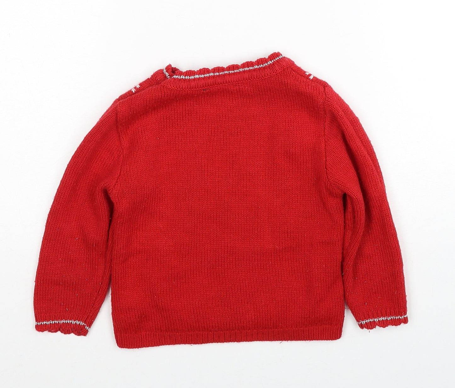 George Girls Red Acrylic Pullover Jumper Size 18-24 Months Pullover - Christmas Jumper