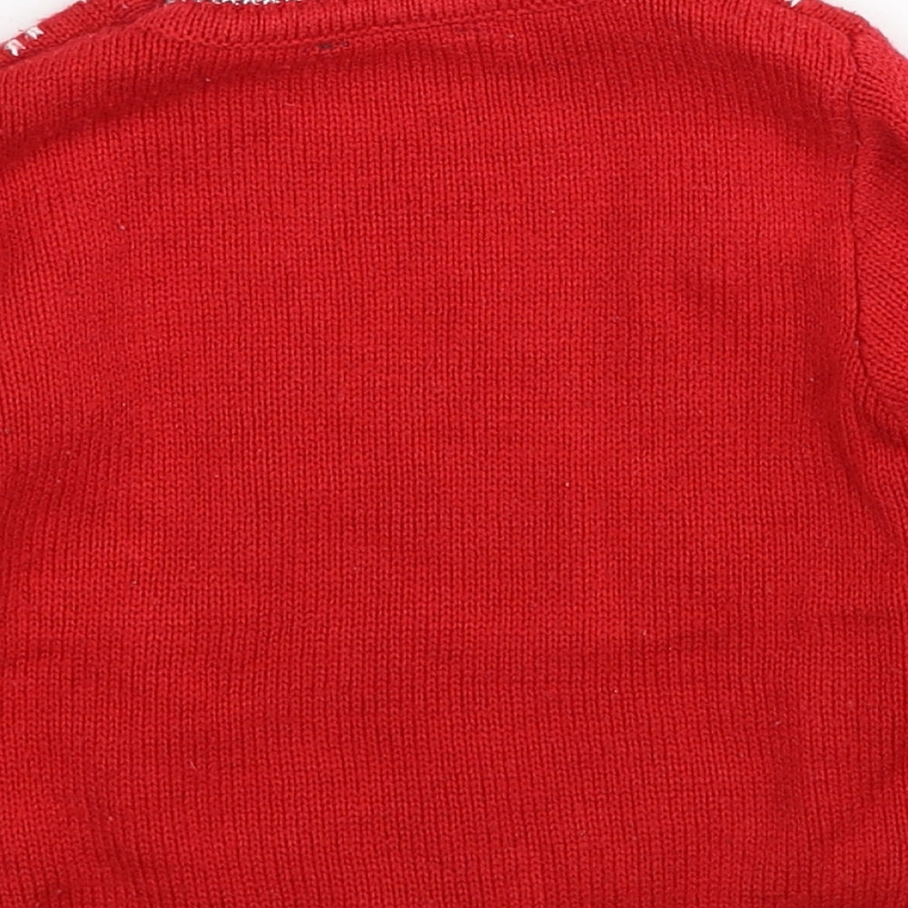 George Girls Red Acrylic Pullover Jumper Size 18-24 Months Pullover - Christmas Jumper