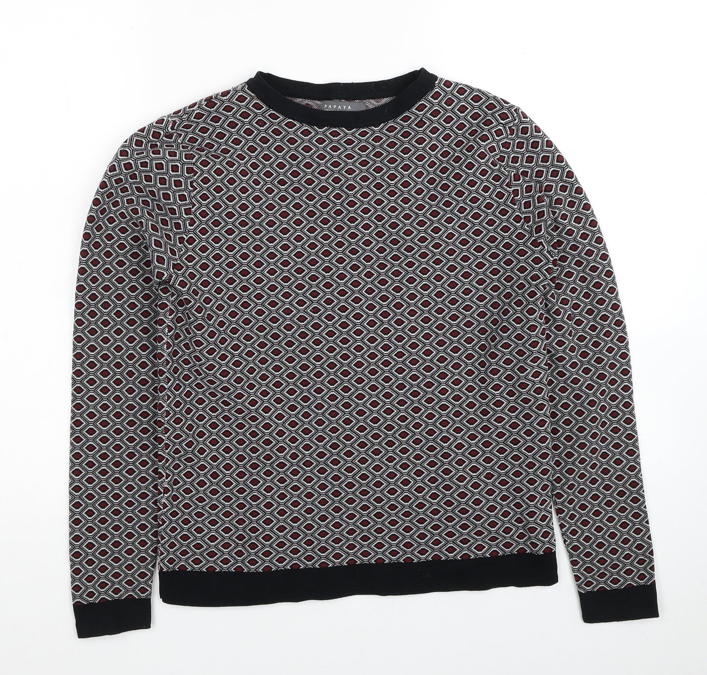 Papaya Womens Multicoloured Round Neck Geometric Polyamide Pullover Jumper Size 10