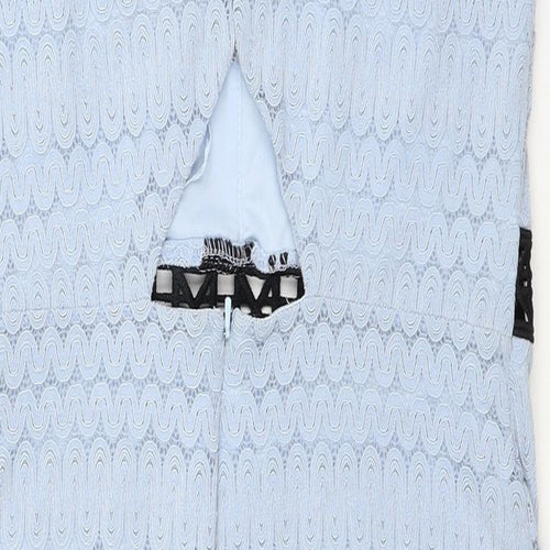 Topshop Womens Blue Cotton Bodycon Size 10 Square Neck Zip